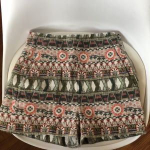 Zara high waisted embroidered shorts